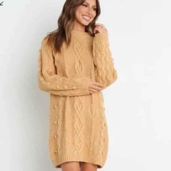 Petal & Pup Mona Long Sweater Dress Warm Tan Size US 12 / XL - Picture 1 of 8